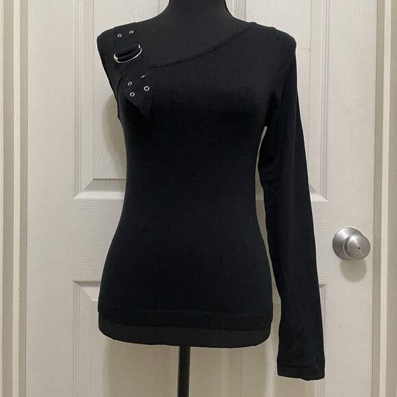 Vintage NWT XOXO Asymmetrical One Sleeve Knit Top Y2K Stretch Club Punk Grunge - Picture 1 of 10